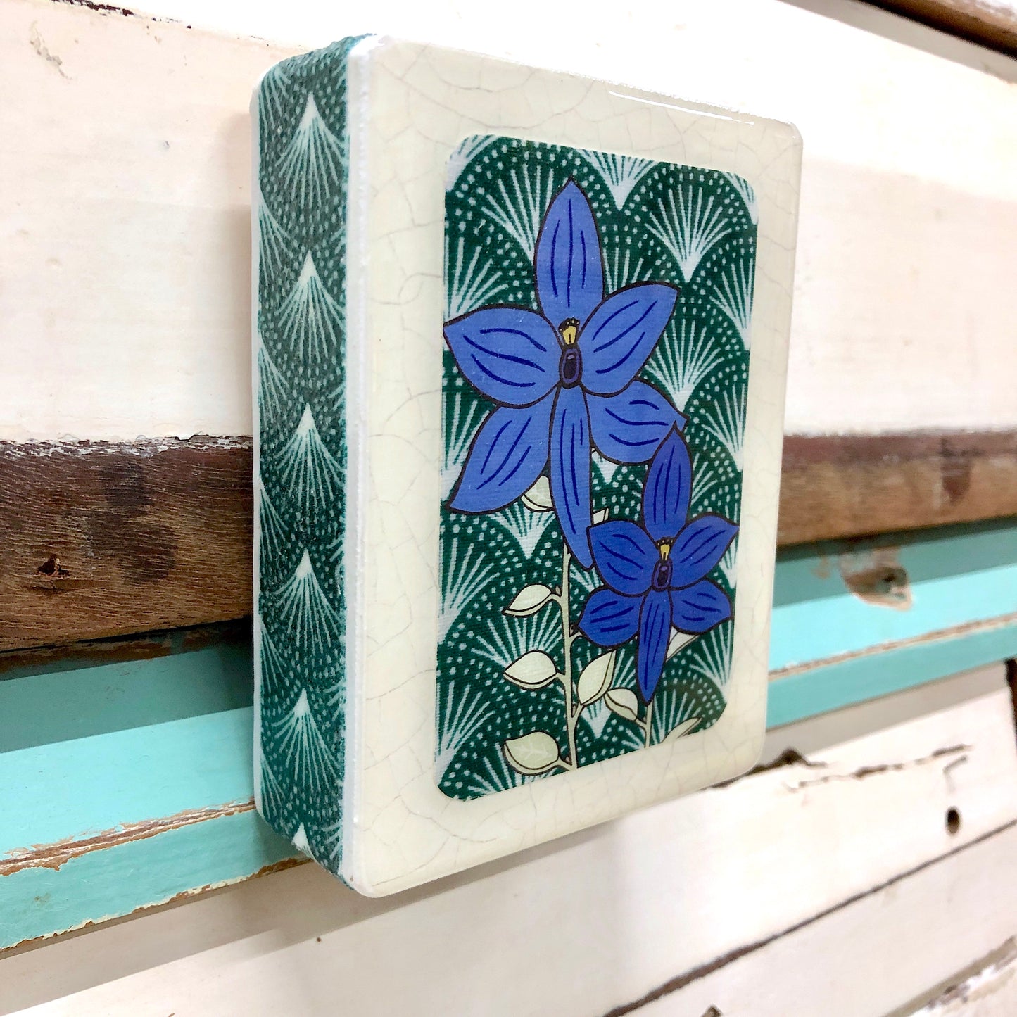 Mini Woodblock - Blue Orchid