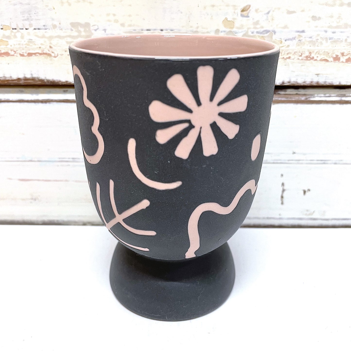 JONES AND CO SMALL CERAMIC PLANTER PINK GREY