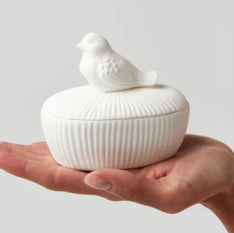 JONES AND CO FINE BONE CHINA BIRD BOX