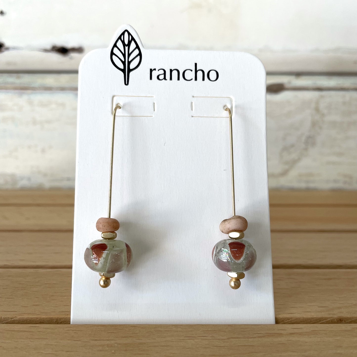 RANCHO DESIGN Red Glass Hook Earrings A pair of red glass hook earrings