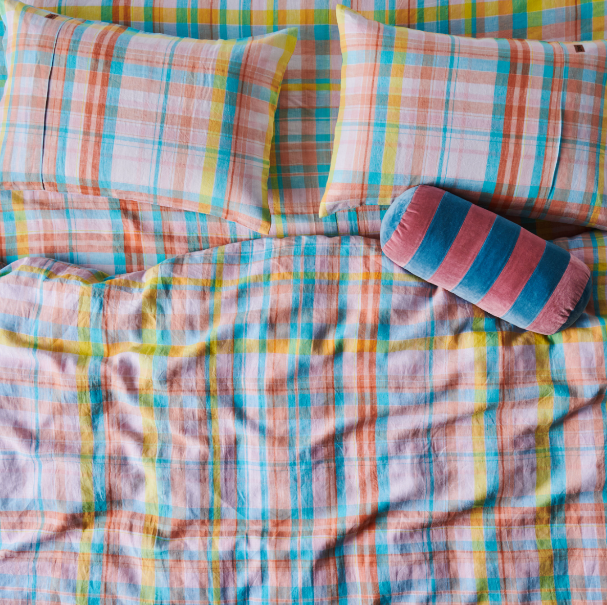 Paradise Tartan Linen Flat Sheet ~ ON SALE! NOW $161.40