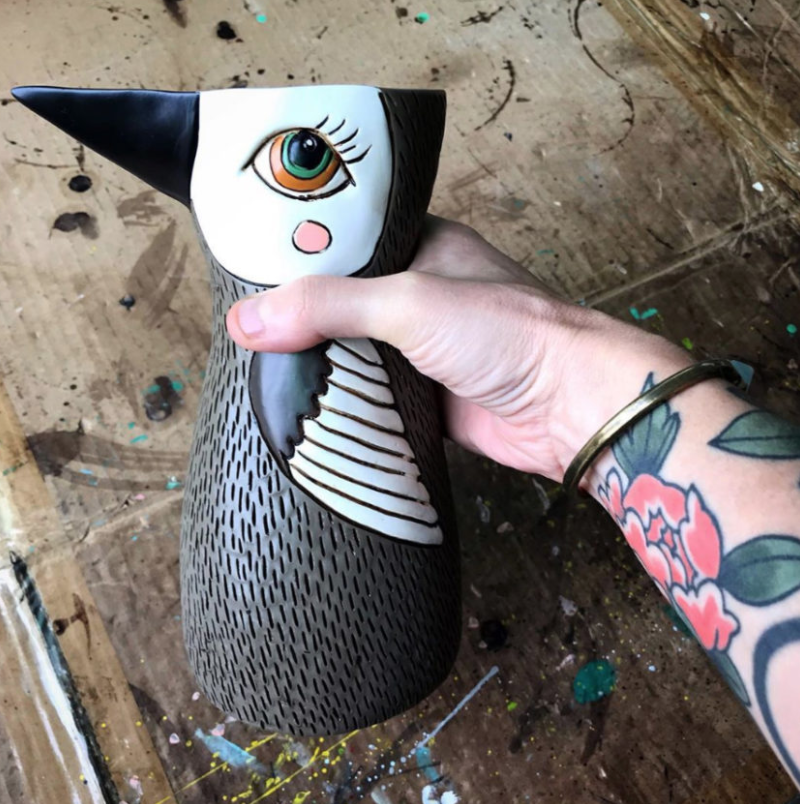 Brown Bird Watering Can/Vase