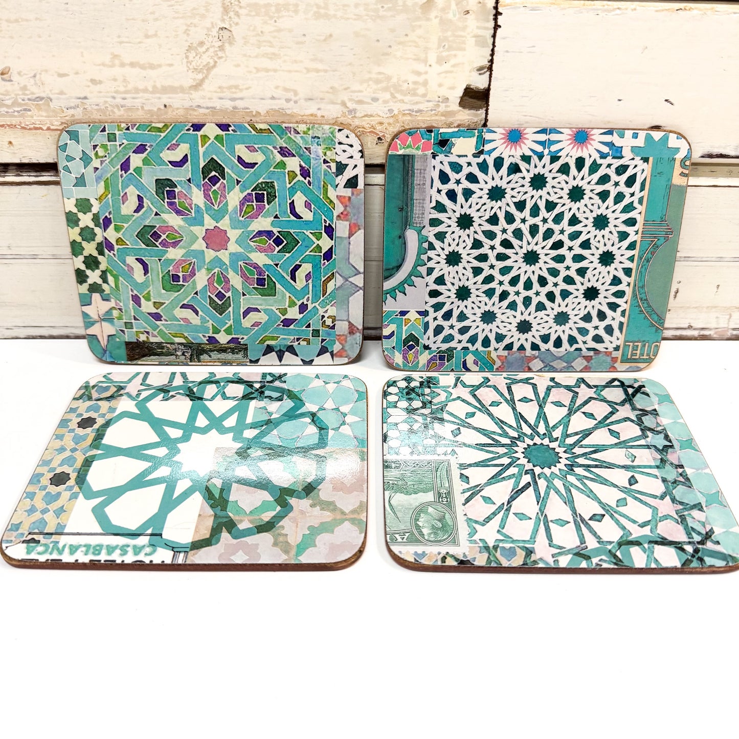 Four geometric patterned coasters Anna Chandler Design - Coaster Set 4 - Casablanca