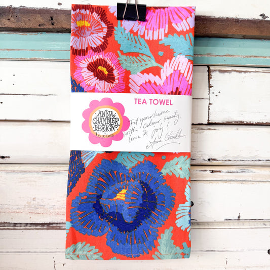 Anna Chandler Design - Tea Towel - Birds & Roses