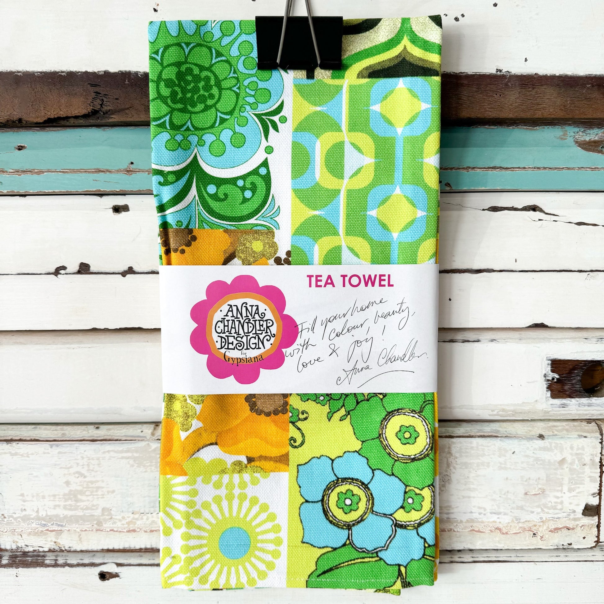  Anna Chandler Design - Tea Towel - Seventies Green
