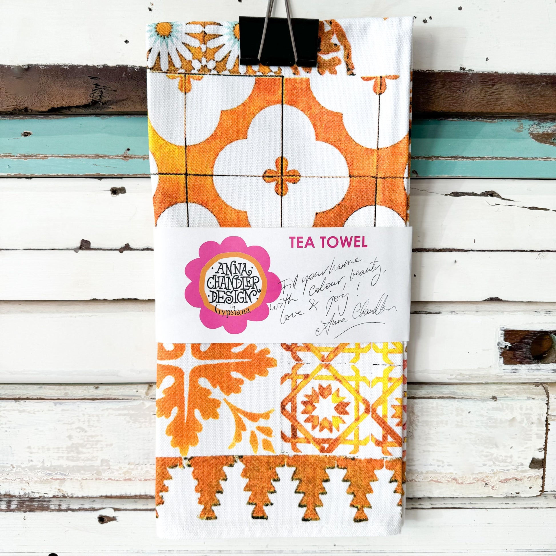  Anna Chandler Design - Tea Towel - Seventies Orange