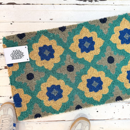 Decorative doormat with floral pattern Anna Chandler Design - Florentine Long Doormat