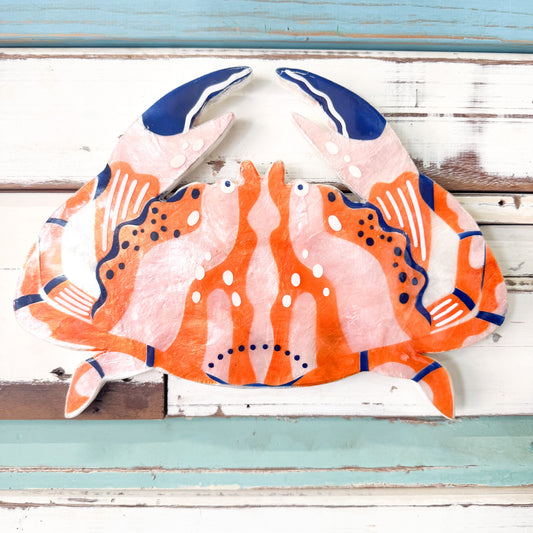 Jones and Co orange crab capiz shell art