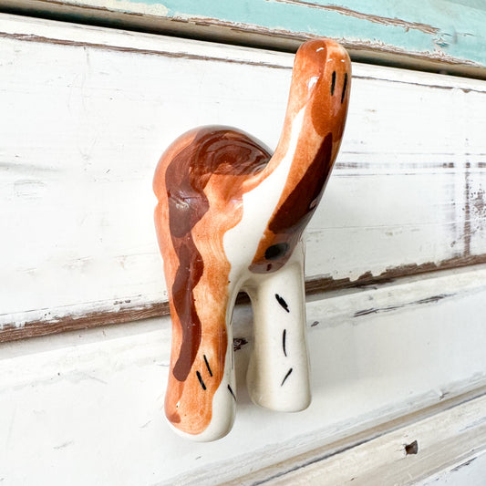 Decorative ceramic Brown Dog Tail Hook