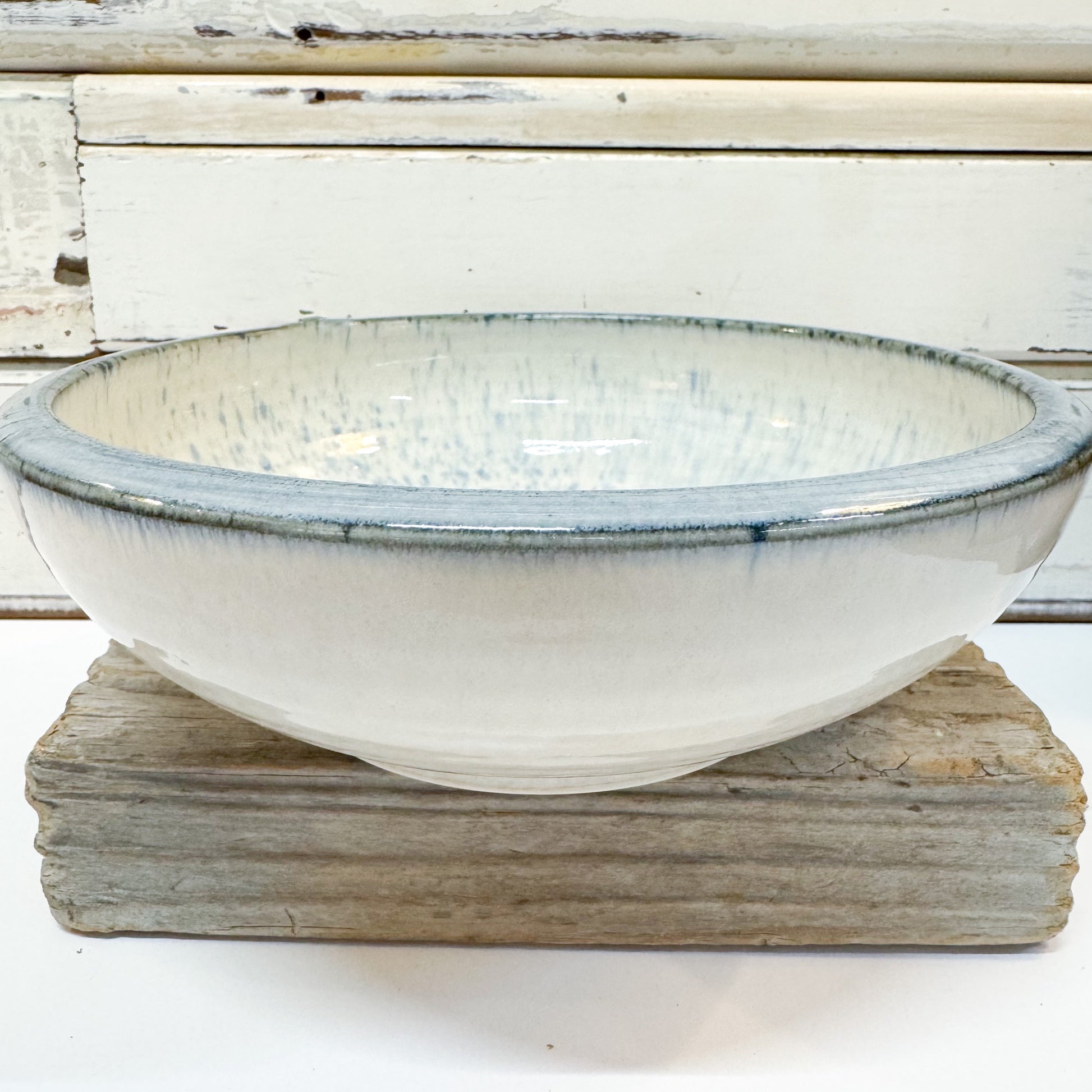 Concept Japan - Spring Waterfall Medium  Bowl. Ceramic bowl with blue rim