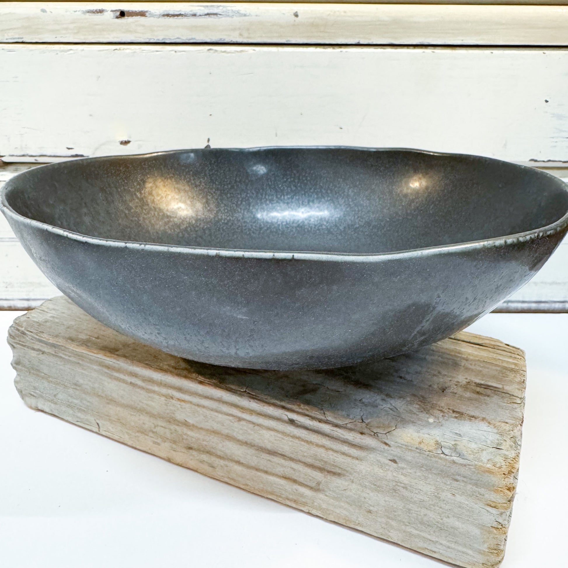 Concept Japan - Wabisabi Black Oval Bowl. Large black glazed bowl 