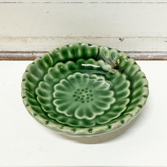 Concept Japan Peony Dish Green ceramic dish in floral design