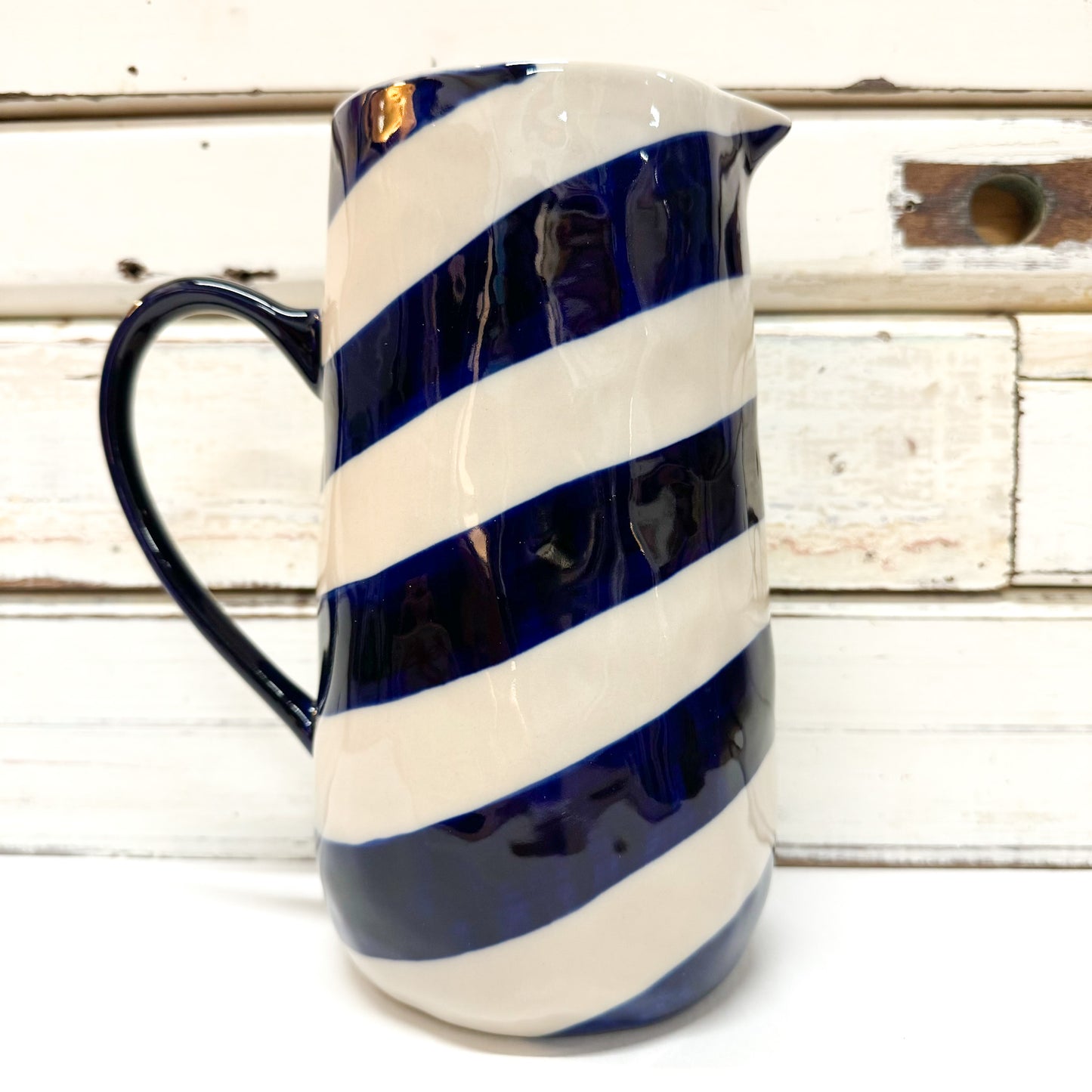 Cabana Striped Jug Blue