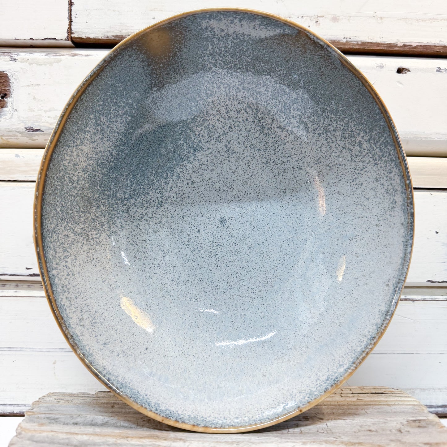 Wabisabi Pearl Blue Oval Bowl