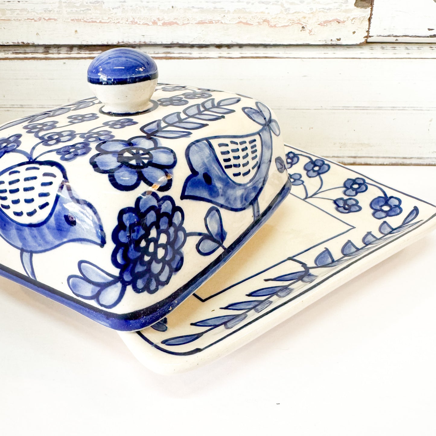 Blue Bird Butter Dish