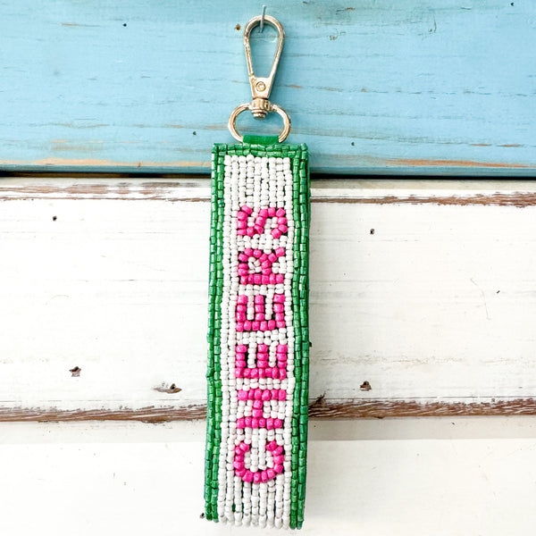 Cheers Salute Beaded Keychain