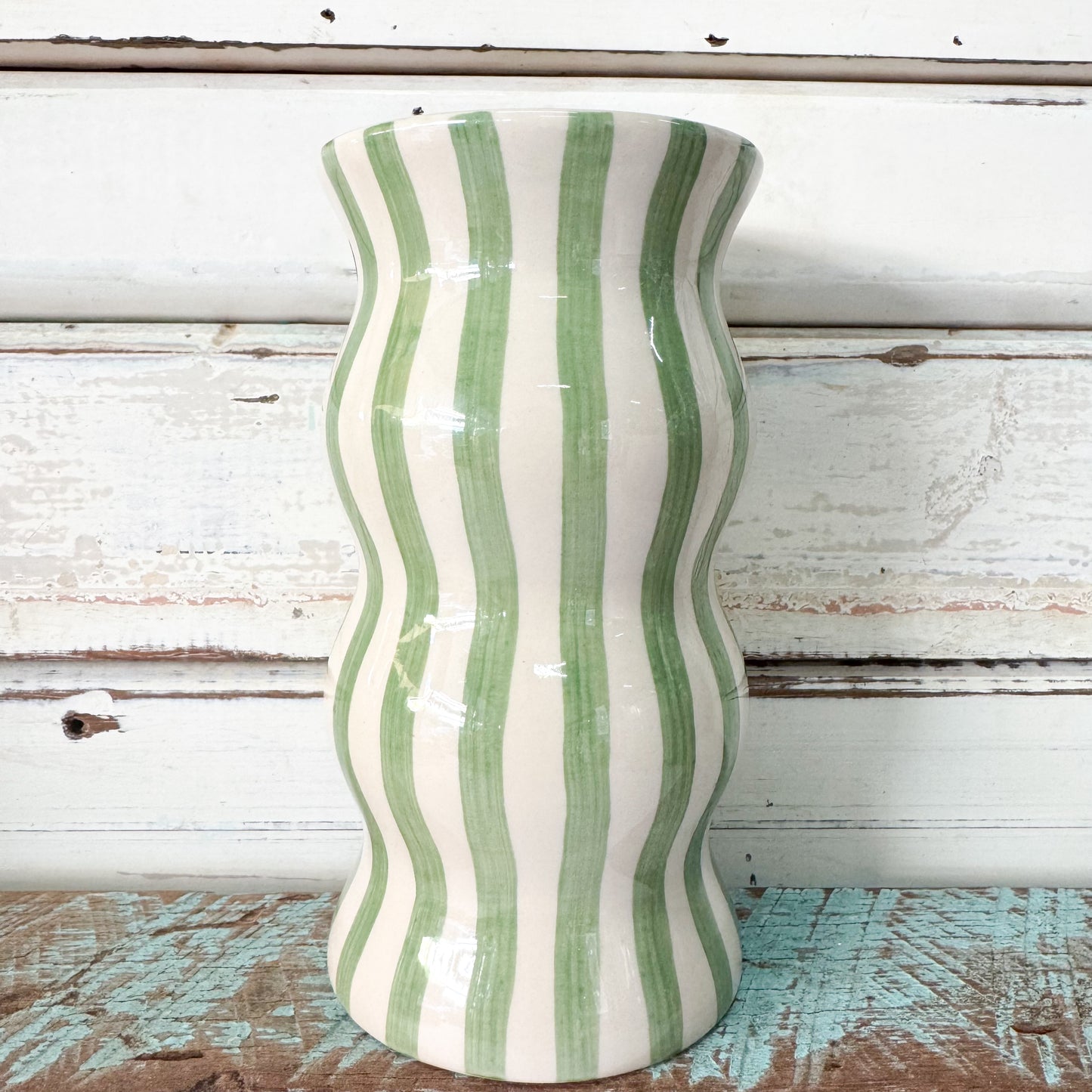 Palma Green Stripe Vase