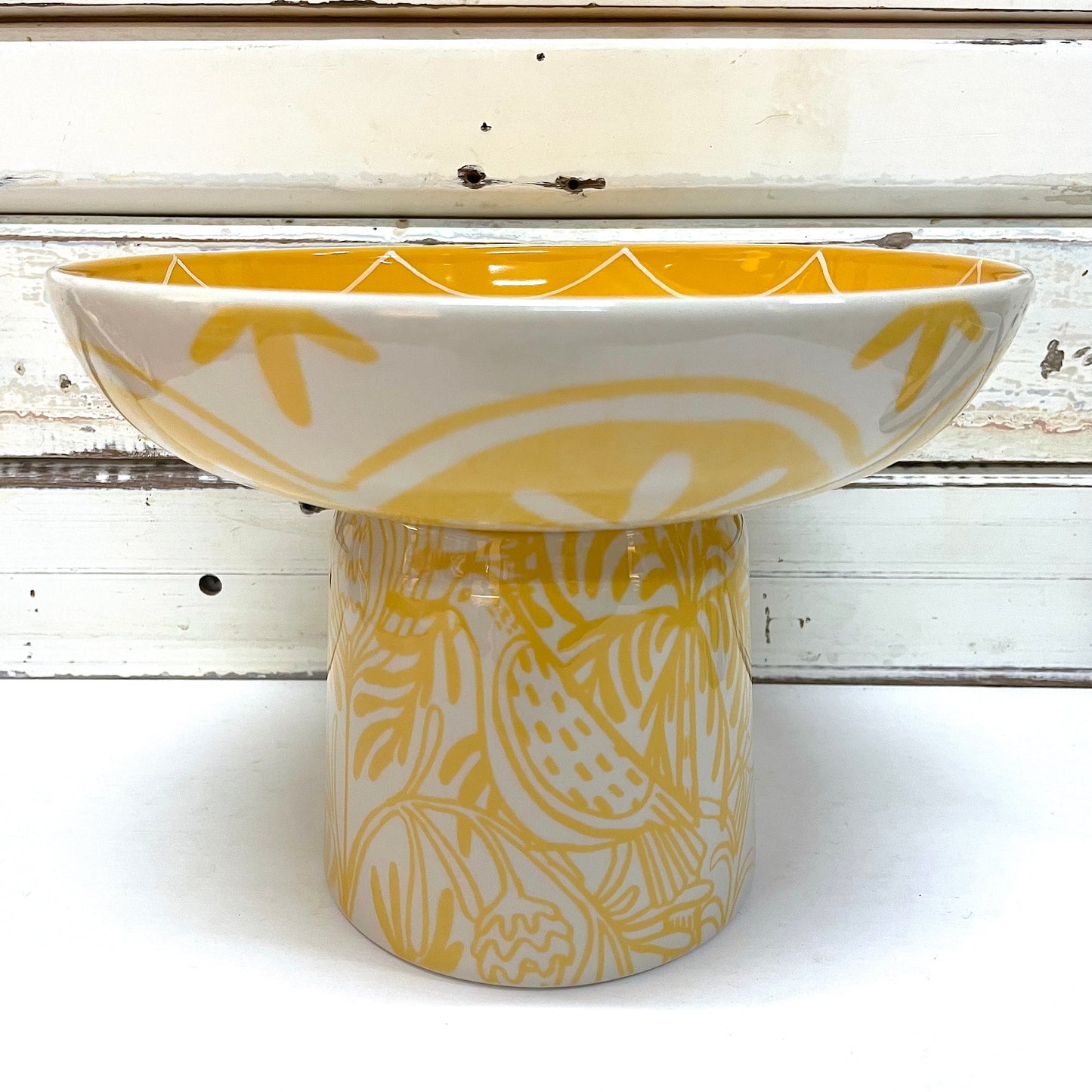 Del Sol Footed Platter Mustard