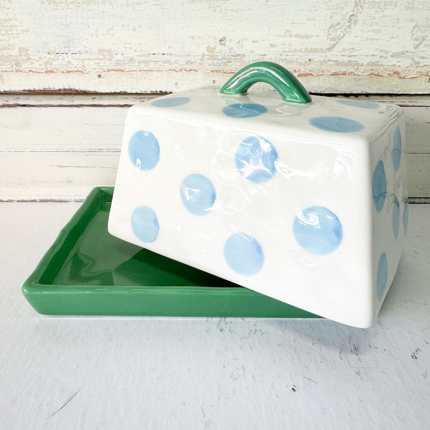 Butter Dish - Blue Spots
