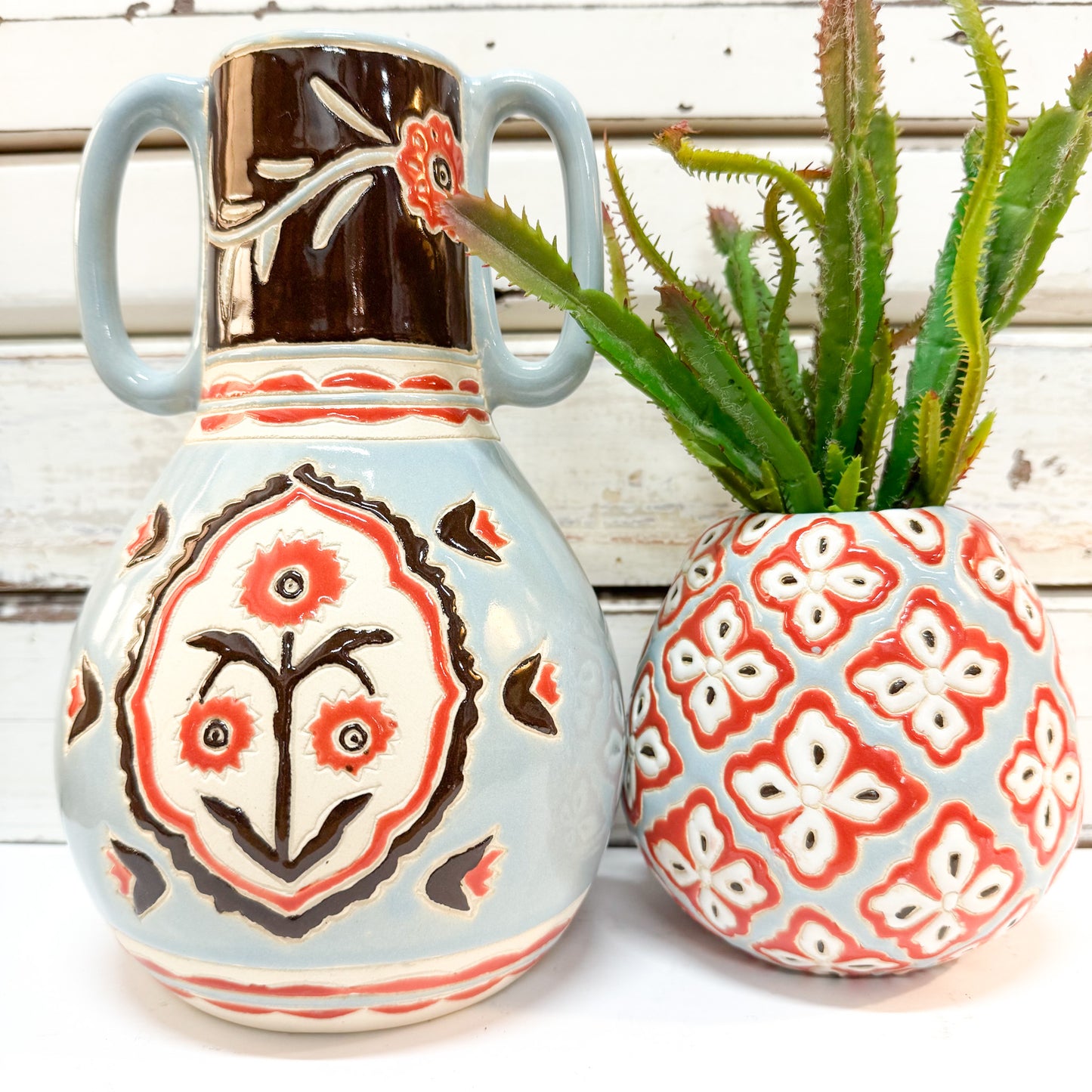 Pollen Vase Blue Paisley