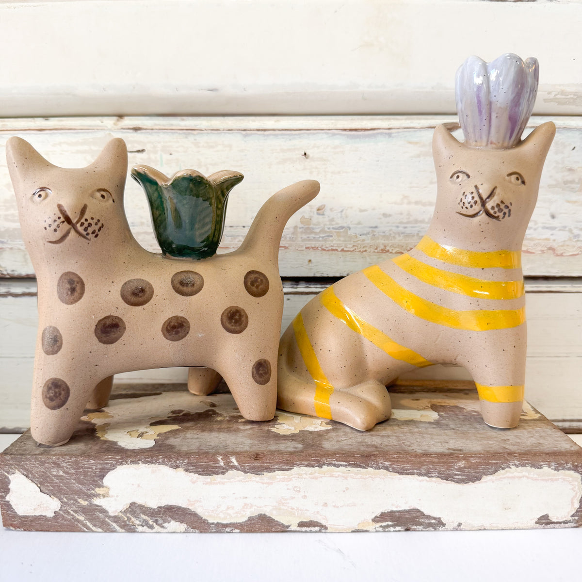 Stripy Cat Candle Holder