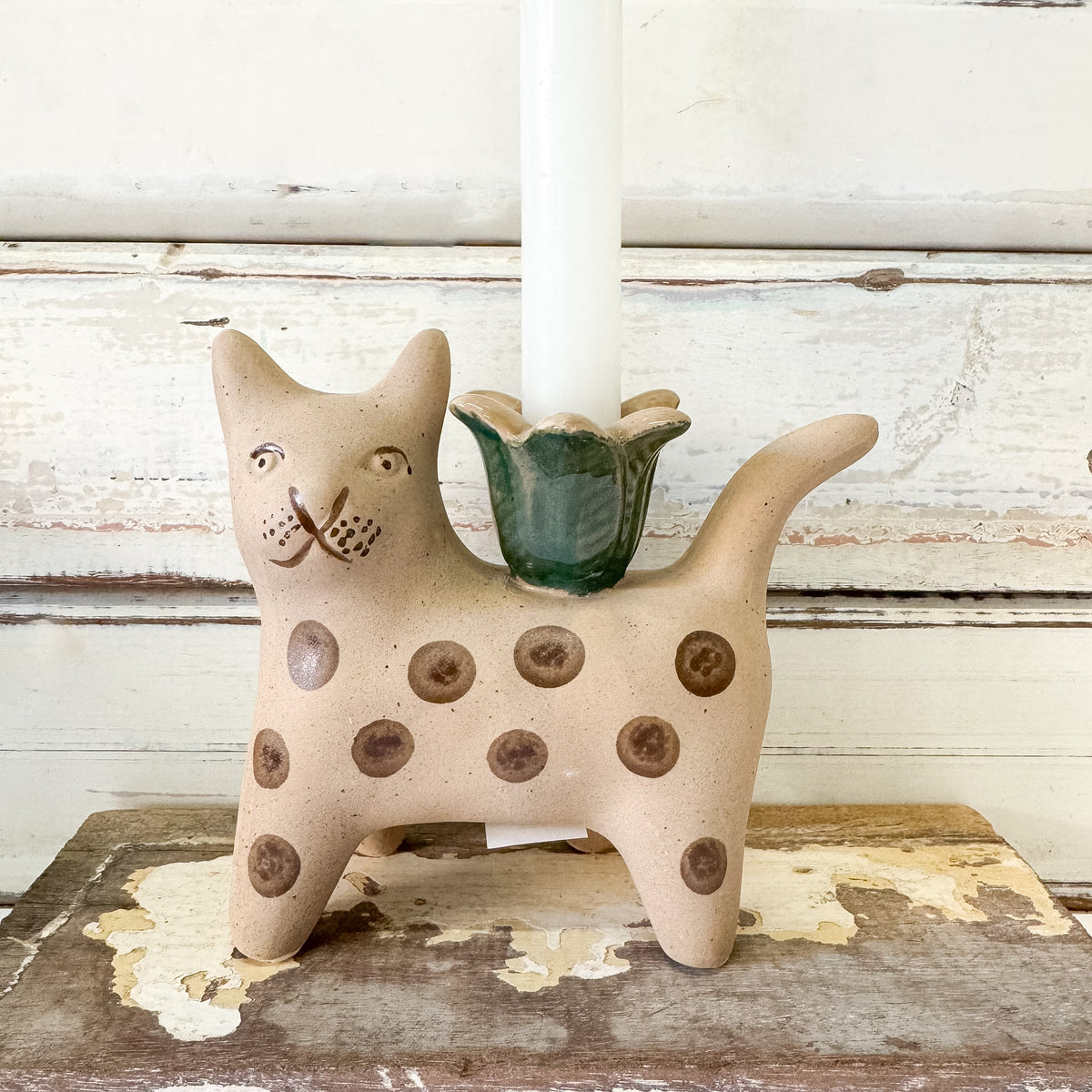 Spotty Cat Candle Holder