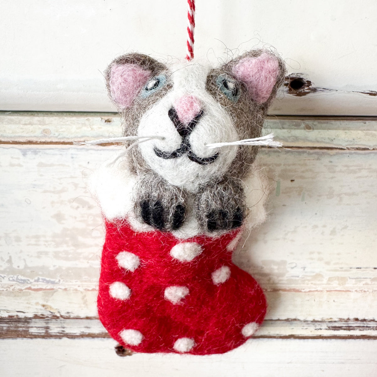 Felt Cat Grey Stocking