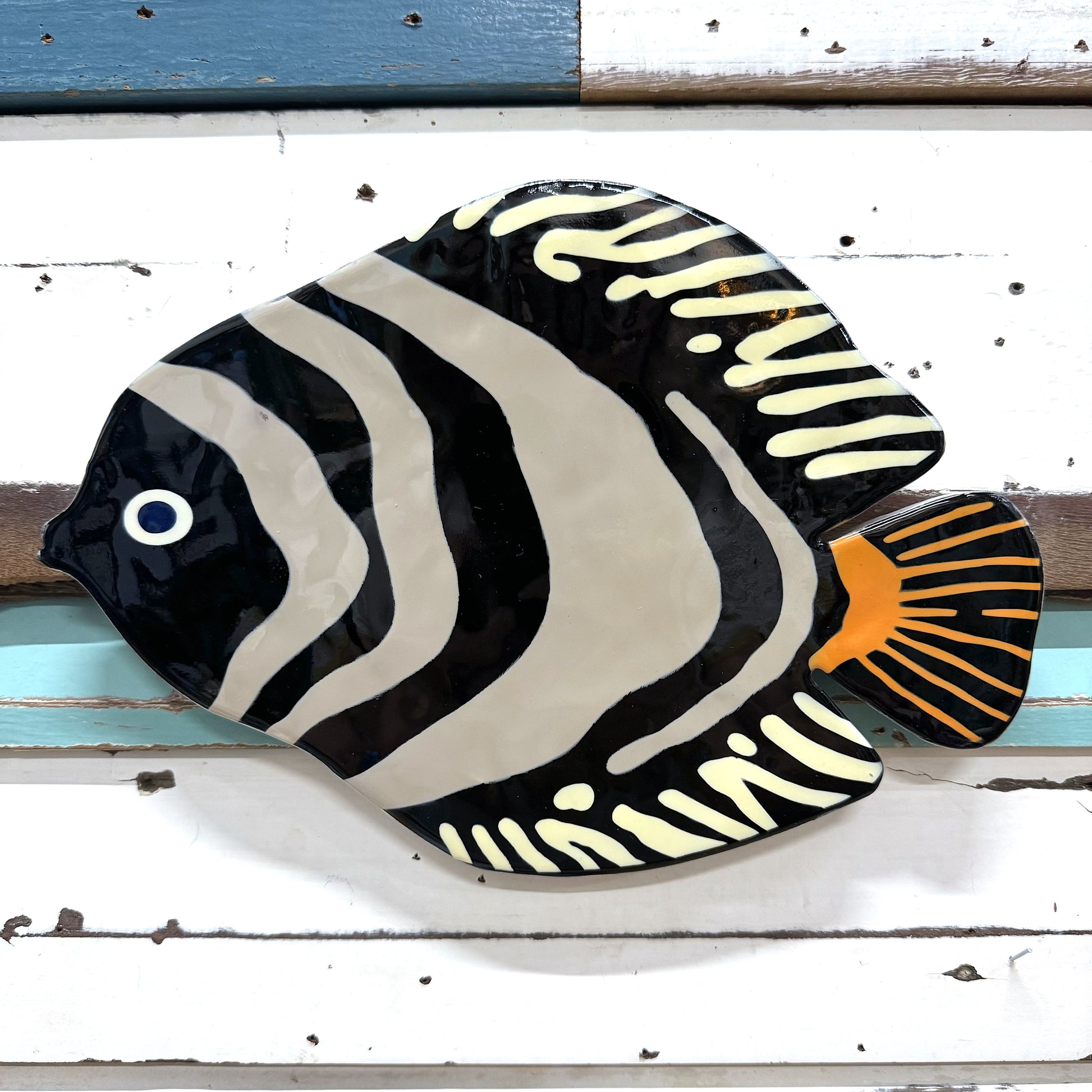 JONES AND CO ANGEL FISH CAPIZ SHELL ART