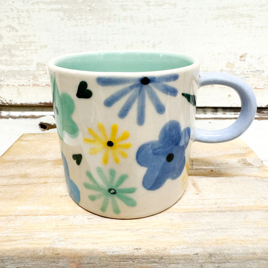 JONES AND CO CERAMIC ESPRESSO CUP BLUE FLOWERS