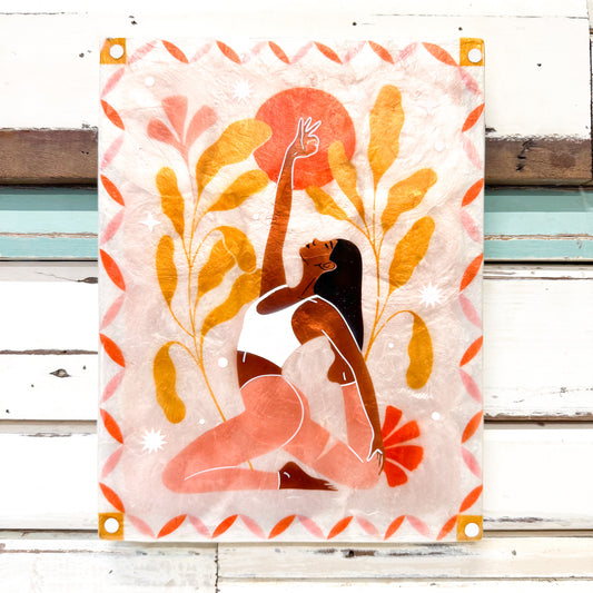 JONES AND CO YOGA coral coloured CAPIZ SHELL ART