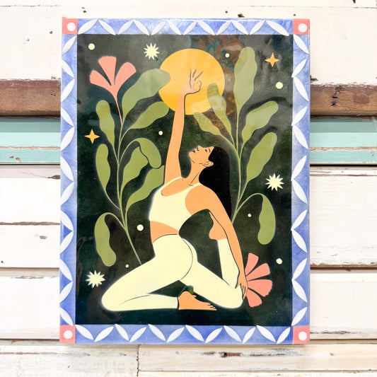 JONES AND CO YOGA GREEN CAPIZ SHELL ART