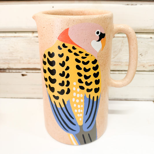 Ceramic jug with a rosella bird design Jones & Co - Aerial Rosella Jug