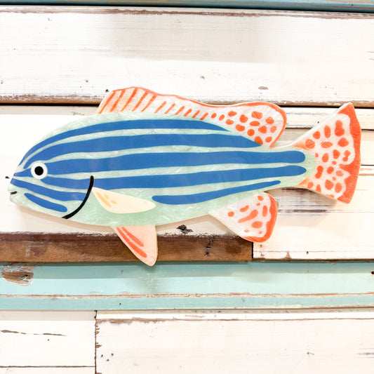 Colorful fish-shaped capiz shell art