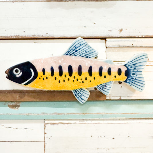 Decorative and colourful fish wall art in the shape of a minnow