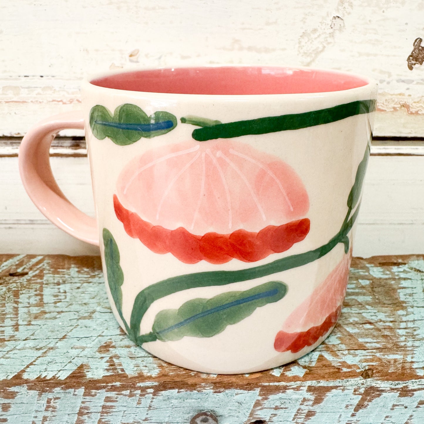 Ceramic mug with floral design - Jones & Co - Bloomie Pink Flower Mug