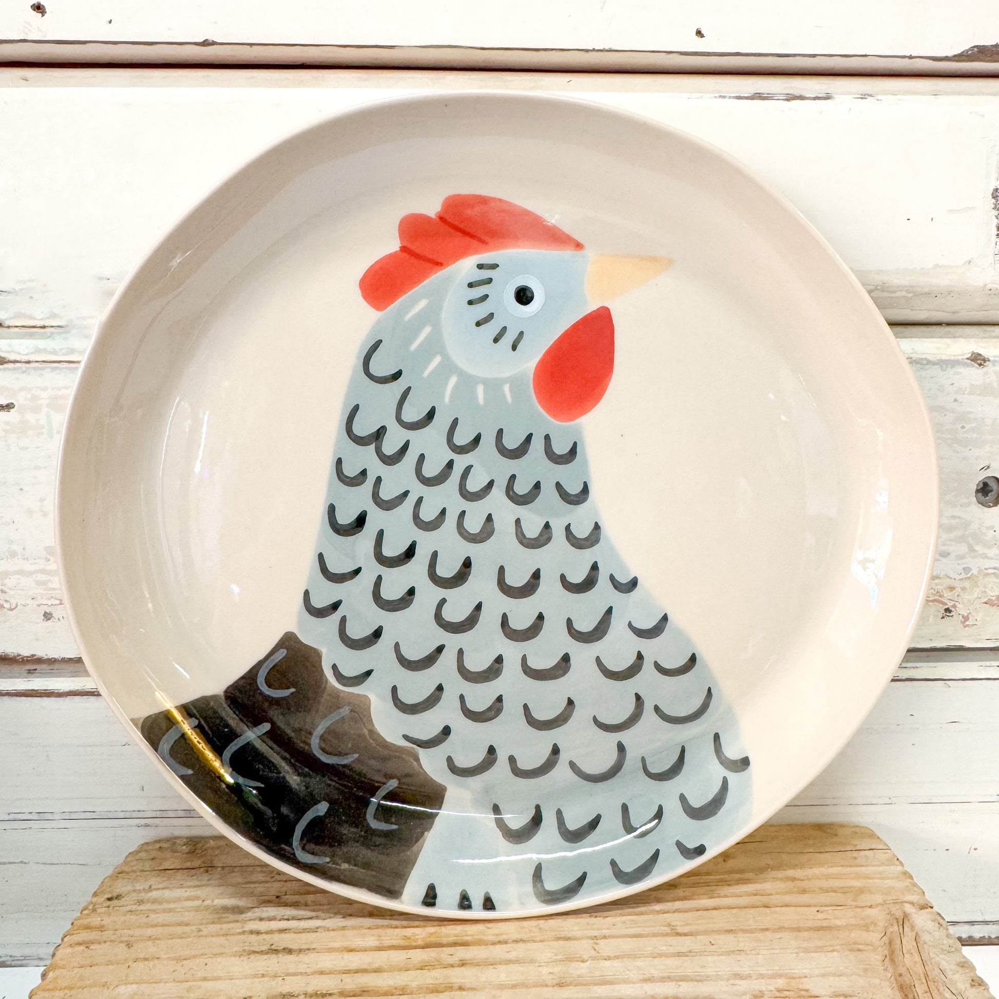 Jones & Co - Coop Cornflower Plate - Ceramic plate with a chicken design 