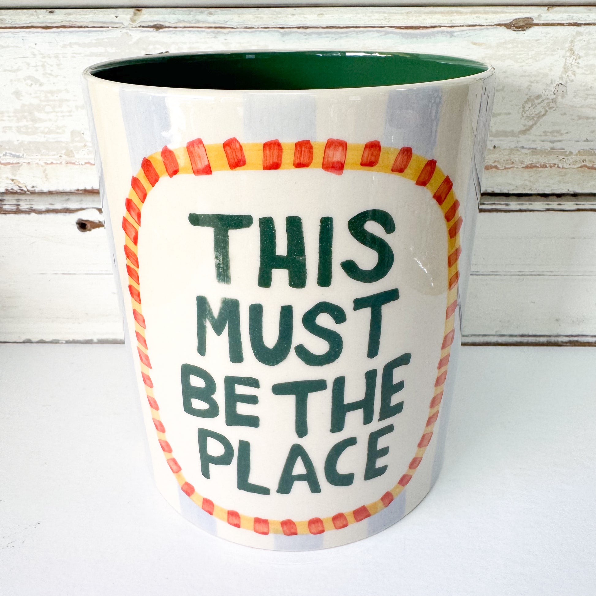 Utensil holder with 'This Must Be the Place' text on a white background - Jones & Co - Love Notes Holdall - Be the Place