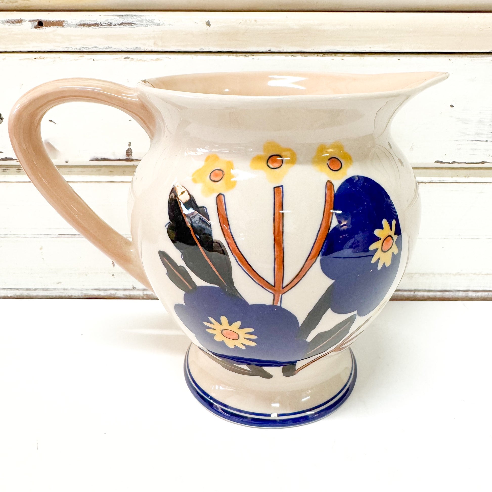 Ceramic pitcher with floral design Jones & Co - Pitcher Blue Bloom