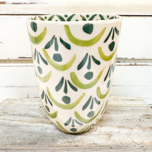 Ceramic vase with green leaf pattern Jones & Co - Tavola Trellis Cup