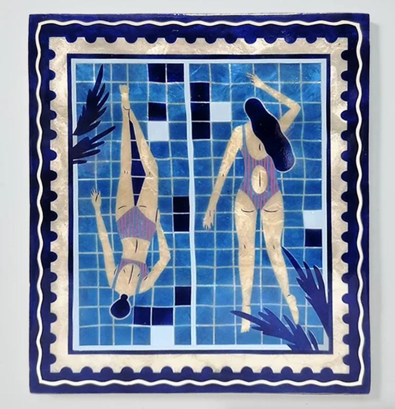 Jones and co capiz tile blue swimmers in pool
