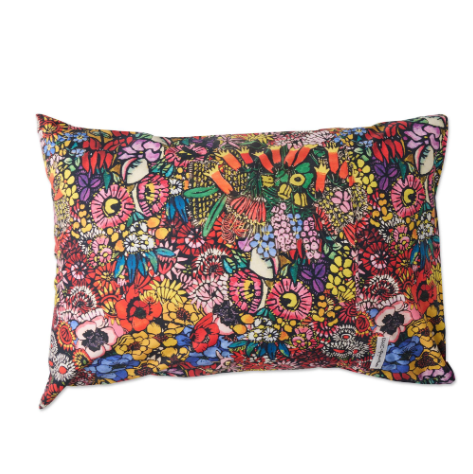Kip & Co - Paradise Organic Cotton Pillowcases S/2. Colourful floral-patterned pillow on a white background