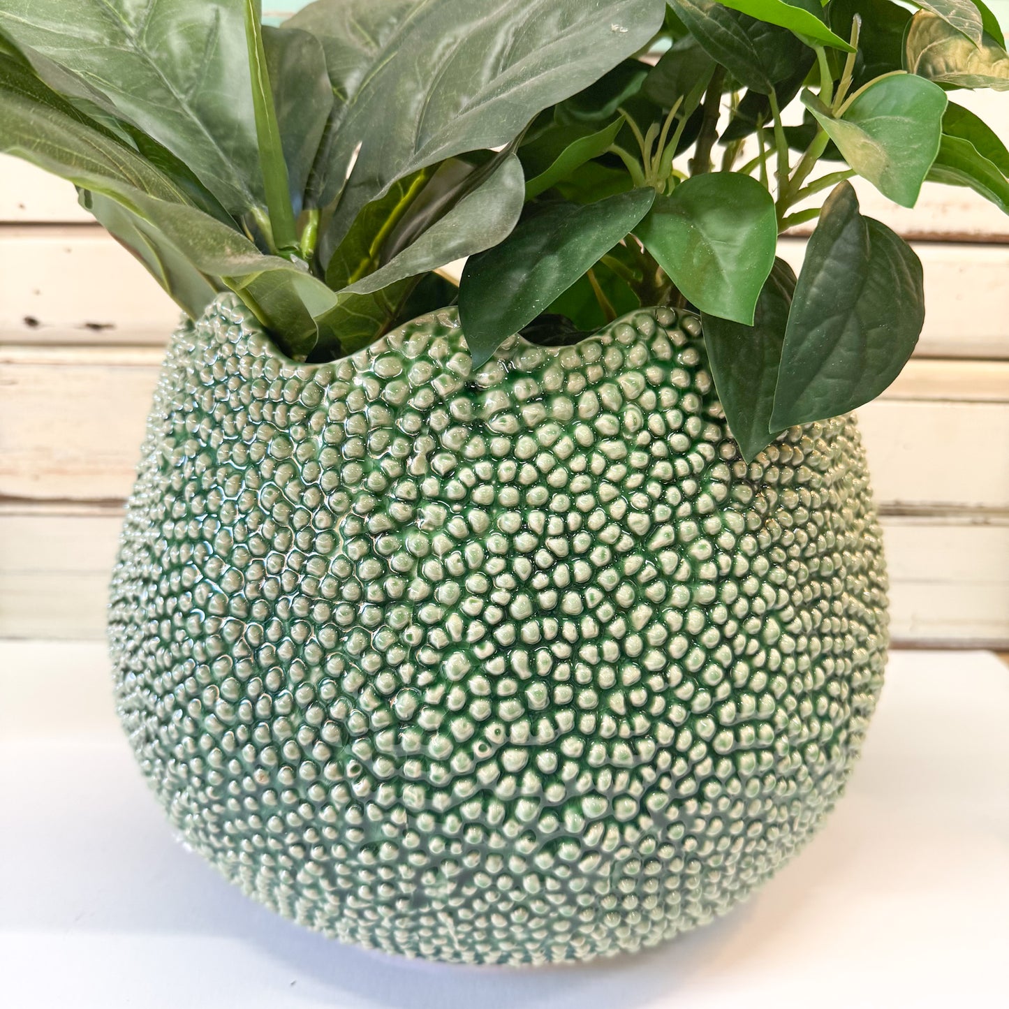 Textured green planter Ivory House - Lychee Planter - Large