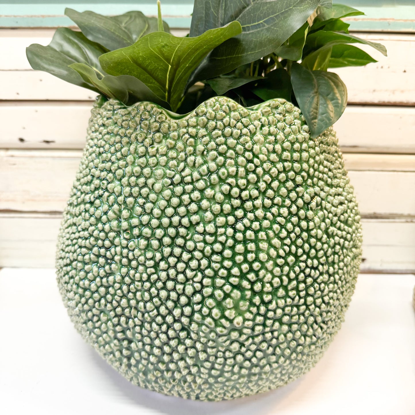 Textured green planter/vase - Lychee Vase 