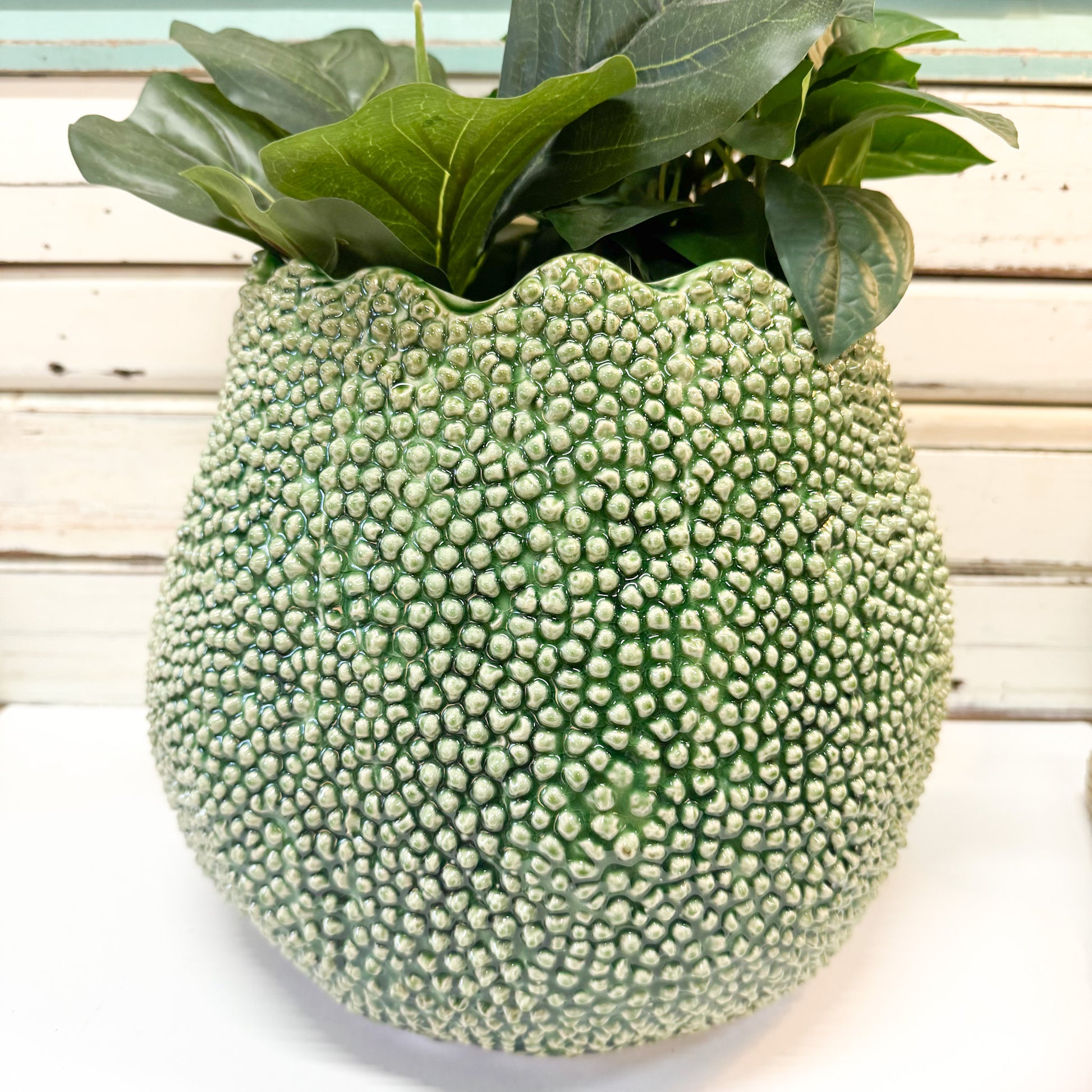 Textured green planter/vase - Lychee Vase 