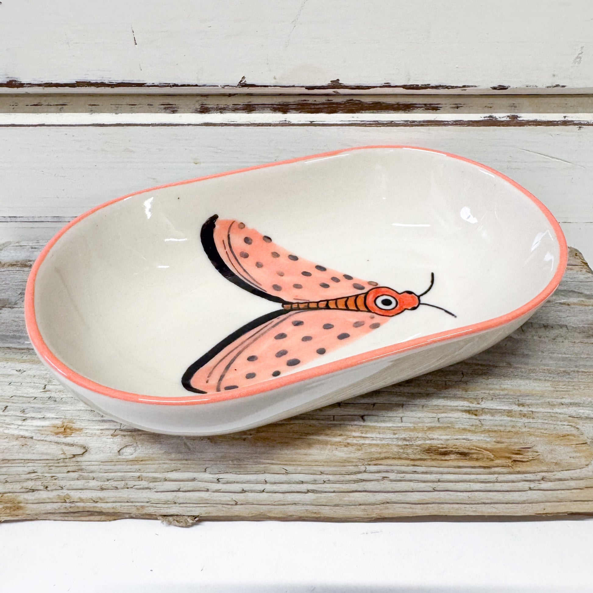 Jones & co small ceramic dish with moth design