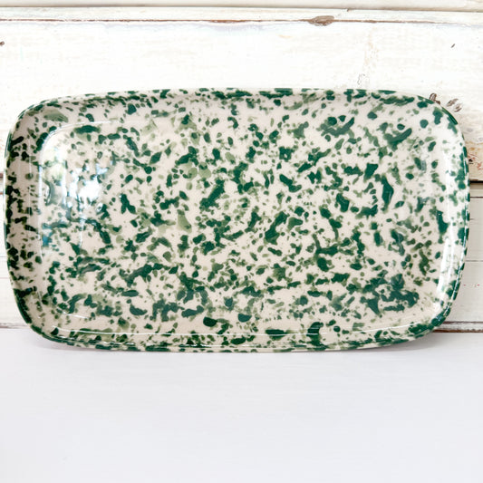 Jones & co ceramic tray with green splatter 