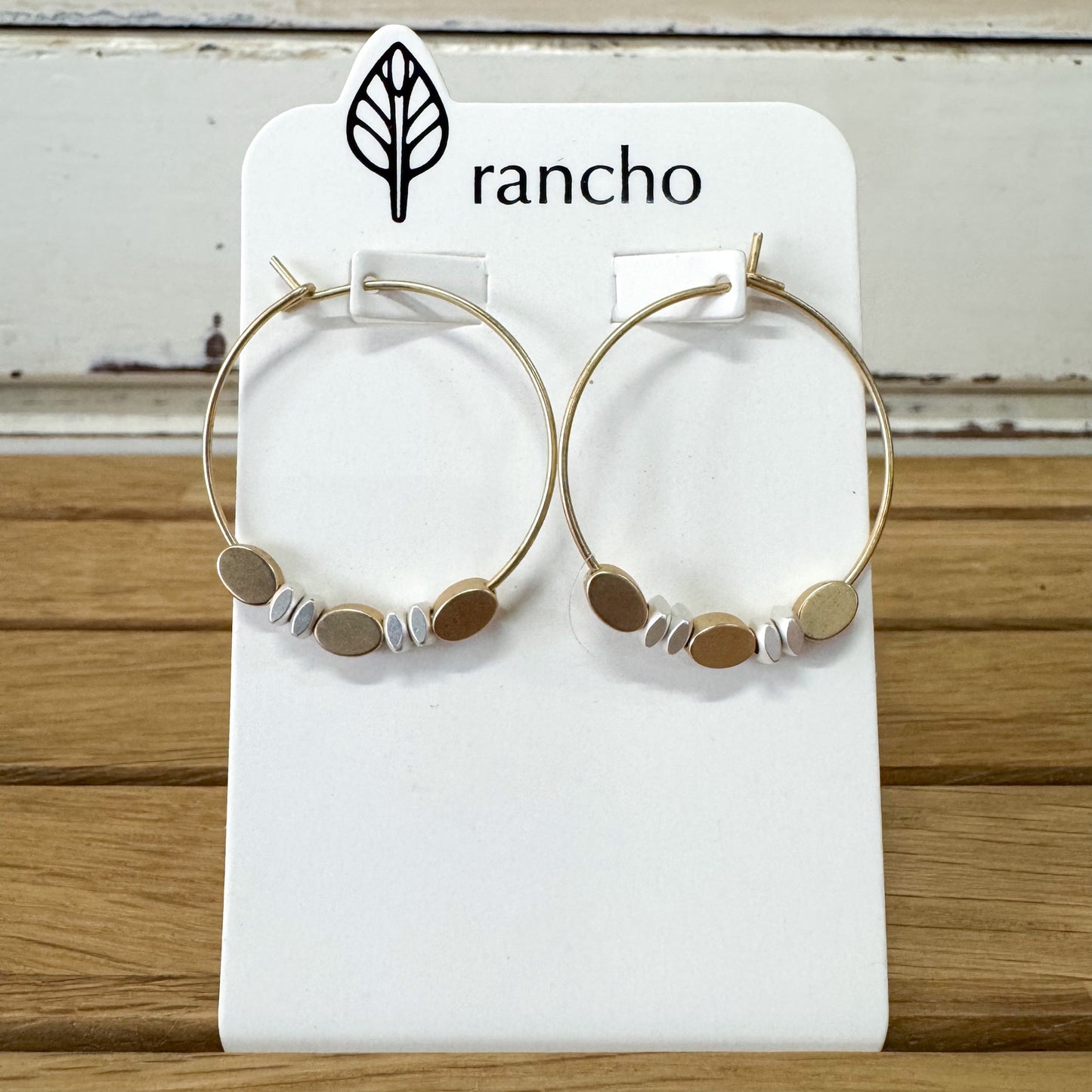 Rancho Designs - Gold Beaded Hoop Earrings