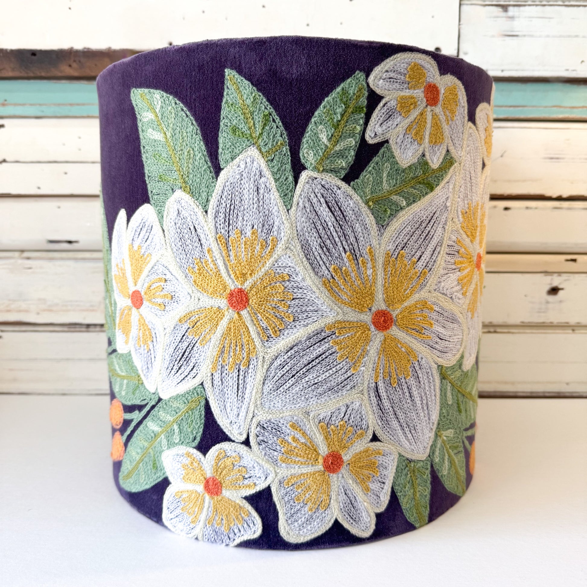 Ruby Star | Frangipani Aubergine Shade with floral embroidery 