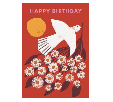 Bird and Flowers Birthday Card