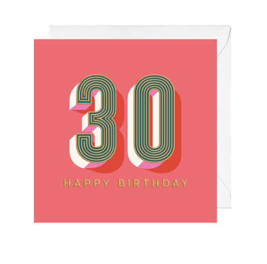 30th Coral Birthday Card